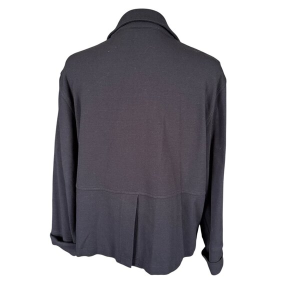 J. Jill Petite women's SP black long sleeve collared button down jacket top - Picture 5 of 9